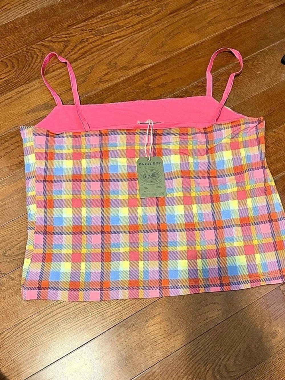Dairy Boy Morning Tank - Fruit Salad Plaid Camisole - NWT